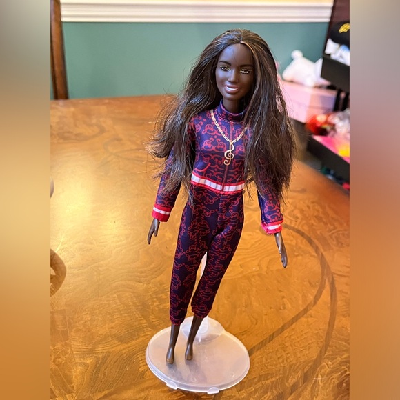 Black Barbie in sweat suit with music notes - Picture 3 of 6